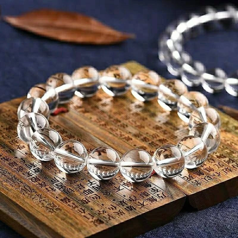 纯净体白水晶正能量消磁保真保天然晶体通透淡雅素净简约单圈手串