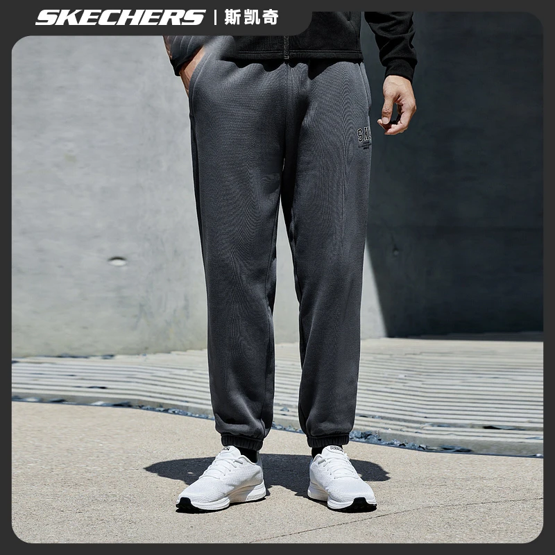 Skechers斯凯奇运动系列男子针织长裤加绒裤子显瘦运动裤P422M064