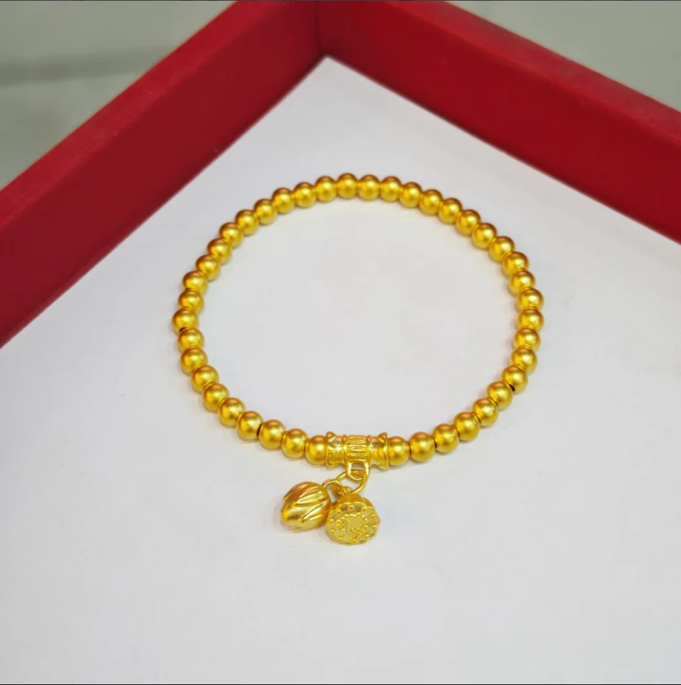 小贝足金999卡5mm古法两世欢配件#00082