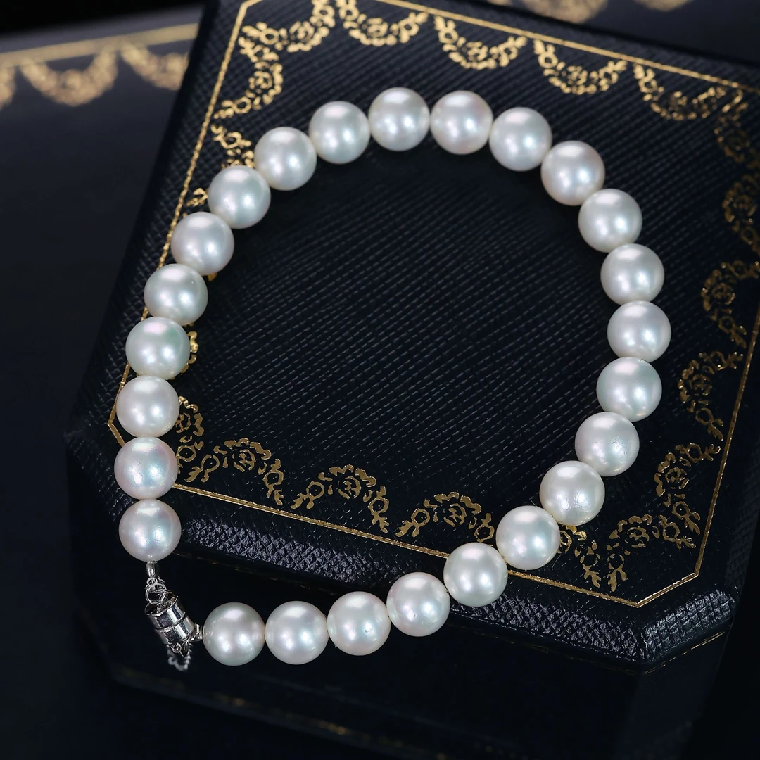 海水akoya手链 18k金白透粉6-7mm磁扣款送妈妈气质百搭多样性发一