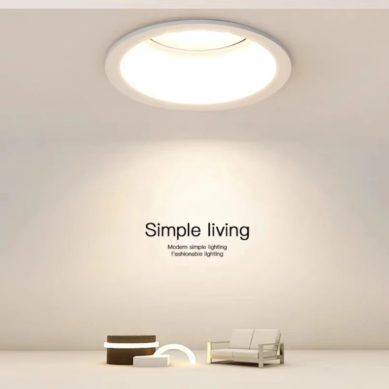 超薄深防眩筒灯家用客厅窄边无主灯嵌入式简约圆形防眩光孔灯