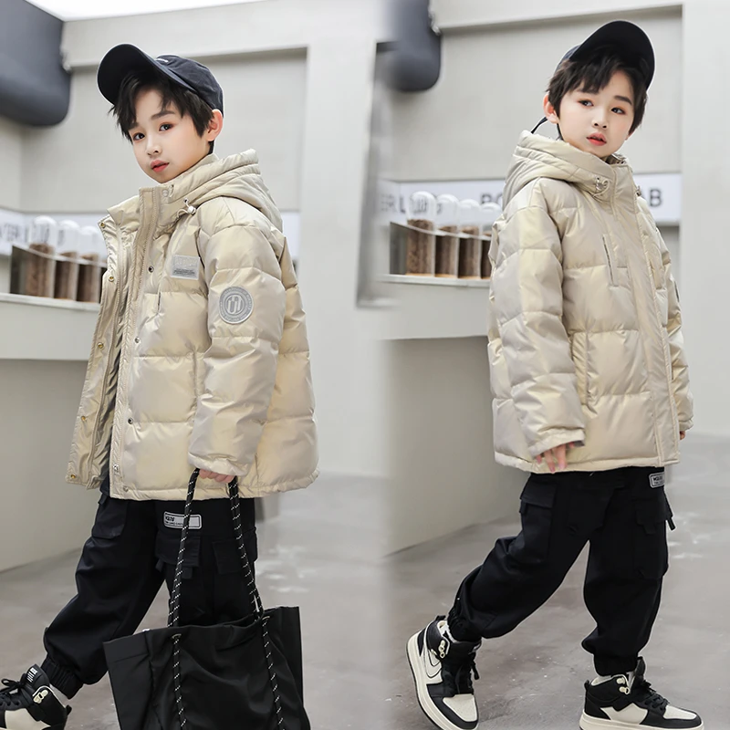 巴拉中大童羽绒服2024新款洋气男童短款加厚儿童羽绒丝冬装外套潮