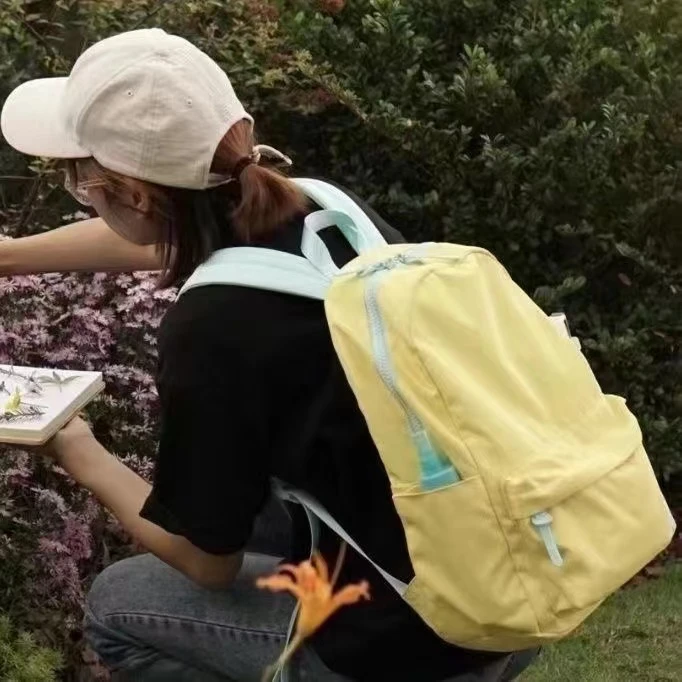 旅游轻便双肩包护肩上课小清新拼色背包初中生高中生学生书包女