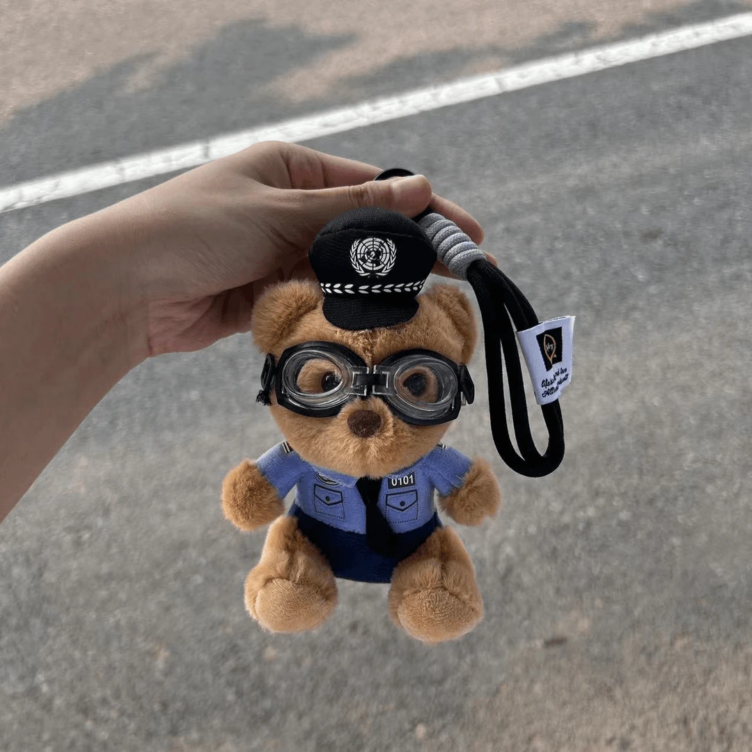 高级毛绒可爱网红公仔钥匙扣玩偶铁骑挂件机车泰迪熊可爱毛绒玩具