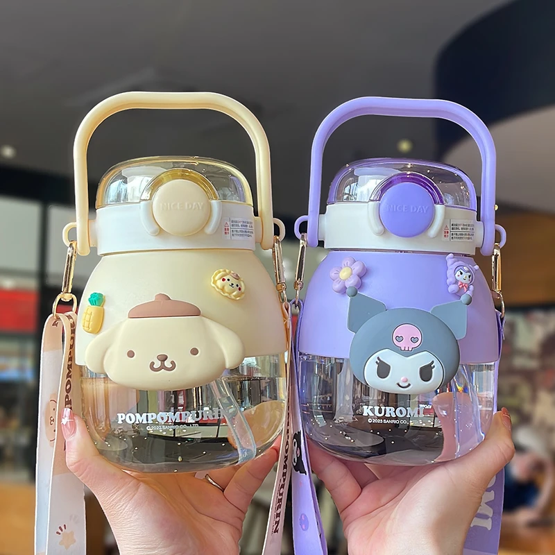 三丽鸥库洛米儿童水杯双饮大肚杯女生可爱吸管杯tritan学生杯子夏