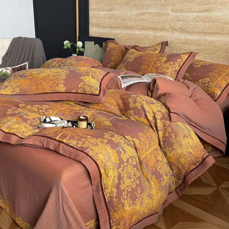 【家家乐】摇钱树精品-四件套轻奢纯棉工艺双层纱 母婴A类 亲肤透气