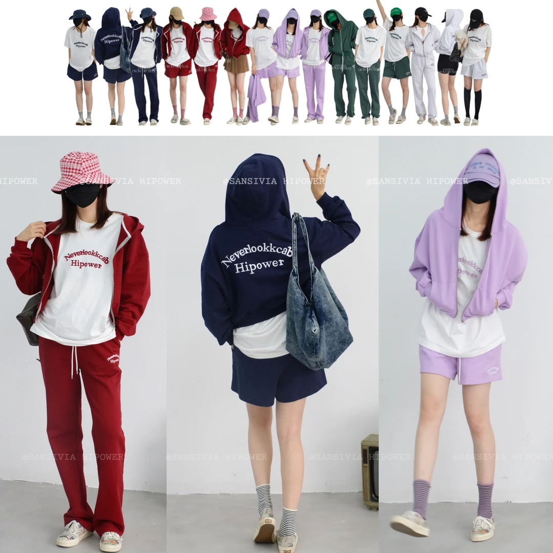 宽松刺绣长款卫裤女