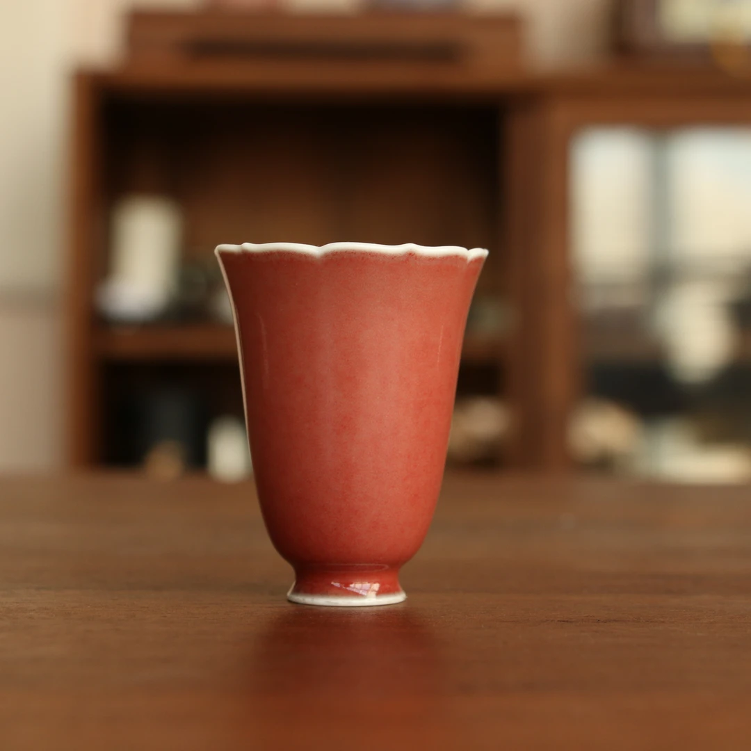 半斋豇豆红陶瓷闻香杯