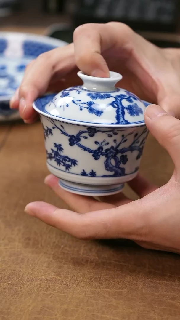 【闪购商品】盖碗松竹梅马蹄盖碗