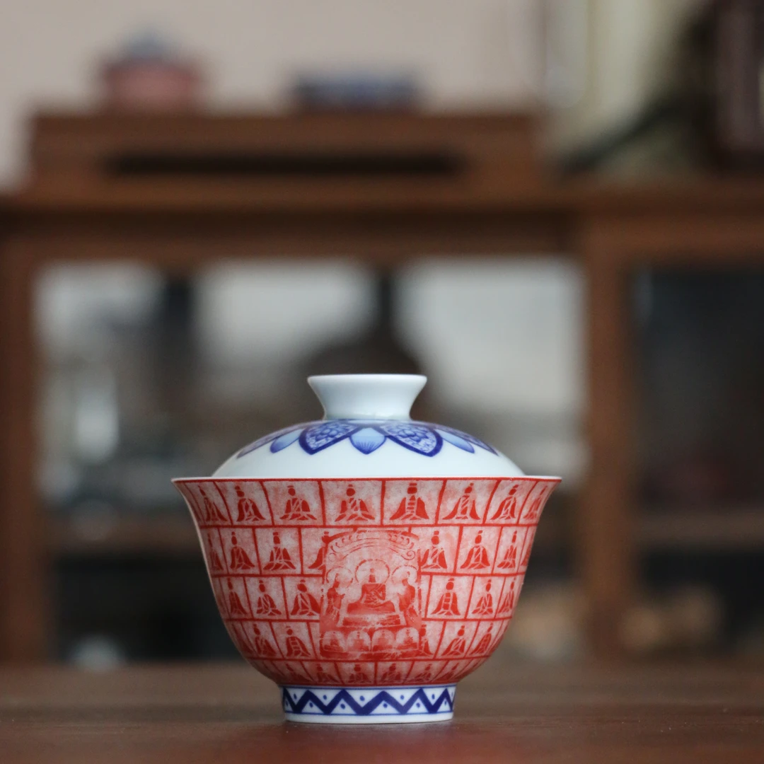 千佛并蒂莲-盖碗100cc