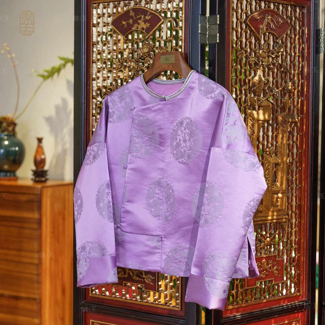 【锦·系】华锦缎新中式桑蚕丝加棉长袖外套E-36976-HJD9133677