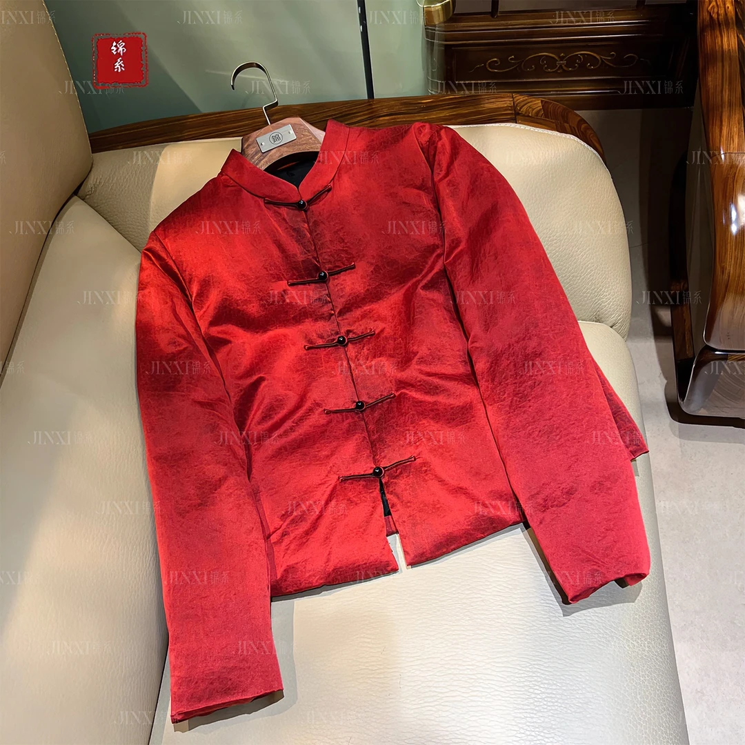 【锦·系】E-31458高级龟裂纹新中式国风桑蚕丝鹅绒服