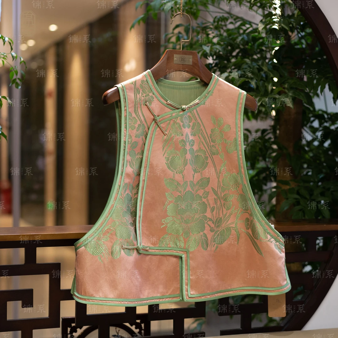 【锦系】真丝老缎新中式国风桑蚕丝马甲背心E-36318-S3149961