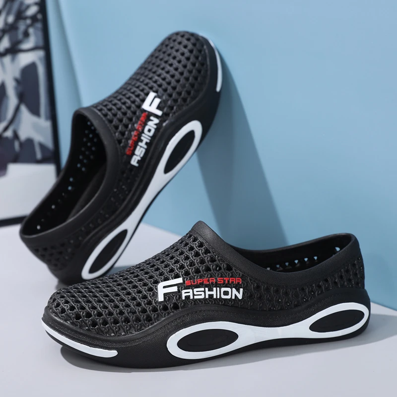 夏季柔软包头软鞋不累脚男士拖鞋休闲夏季外穿情侣洞洞鞋无