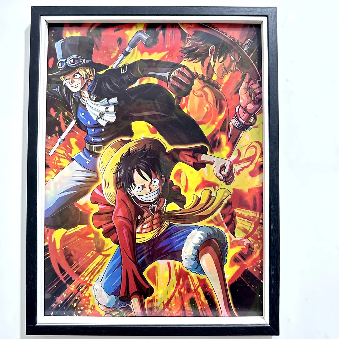 动漫海贼王艾斯萨博飞三兄弟两变立体装饰画框16寸实木简约相框