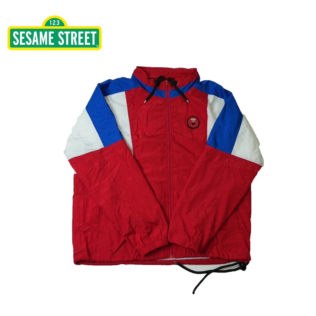 芝麻街防风梭织外套宽松休闲拼接春秋