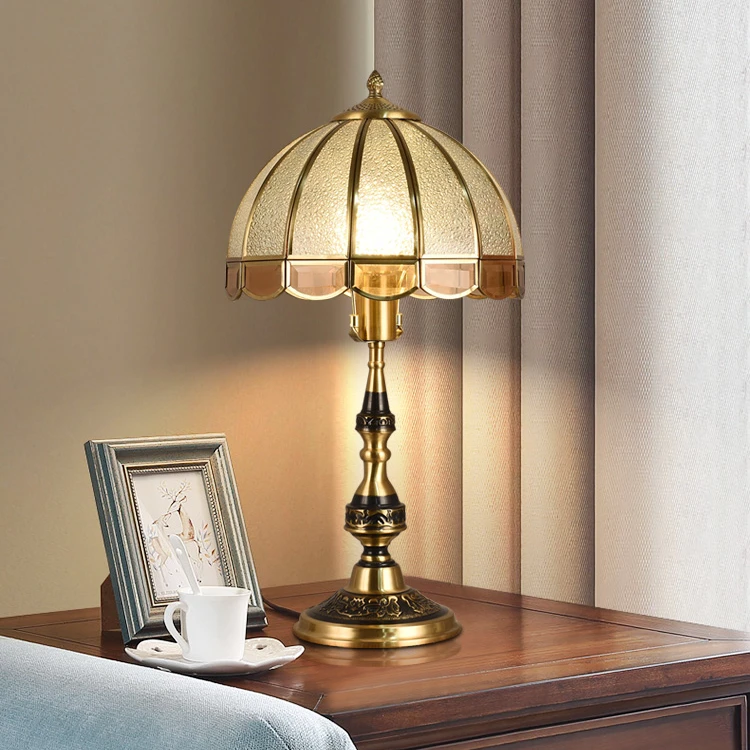 8135轻奢美式全铜台灯简约欧式客厅全光谱护眼一键轻松调节床头灯