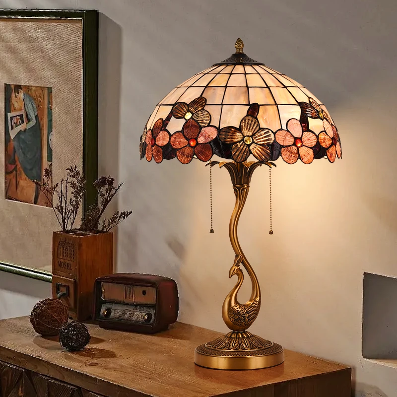 8189全铜美式贝壳台灯帝凡尼艺术灯书房阅读灯客厅创意装饰节能灯