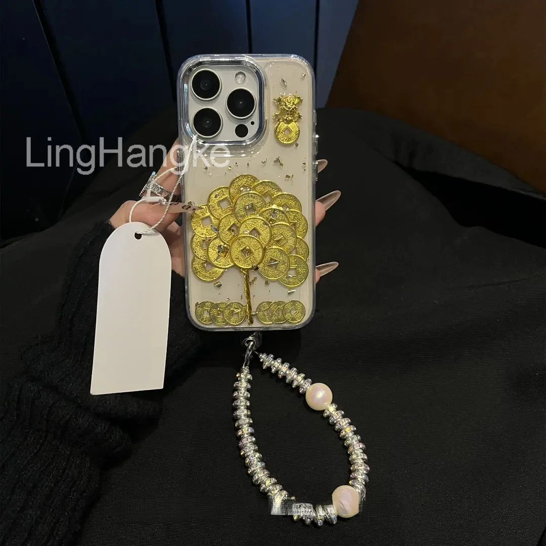 金币发财树节日金色适用苹果16手机壳iphone15/14/13promax滴胶软