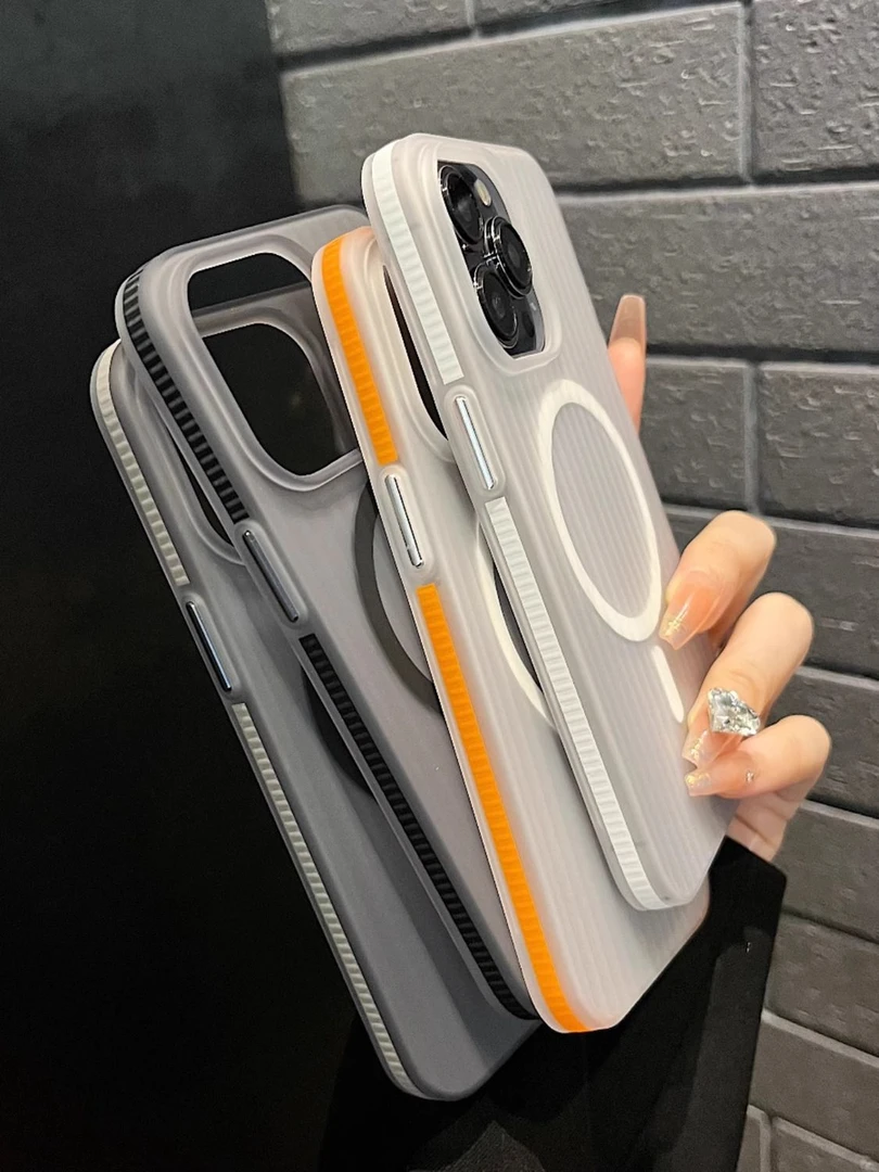 肤感瓦楞磁吸苹果15promax手机壳磨砂超薄iPhone14pro/13高级硬壳