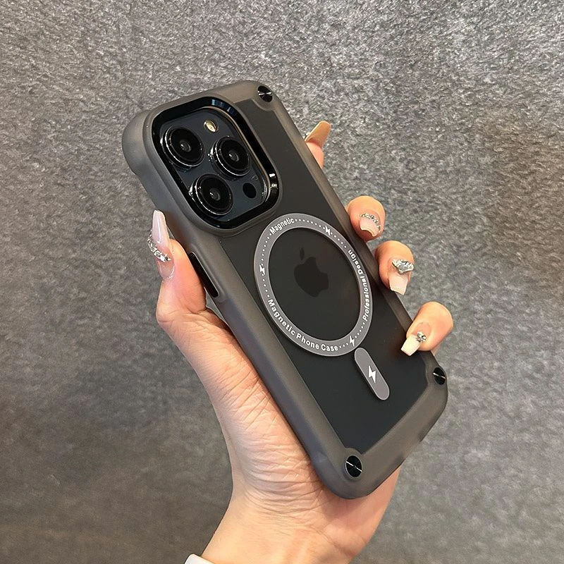 强防摔磁吸iPhone14手机壳苹果13四角加固气囊15ProMax高级感12潮
