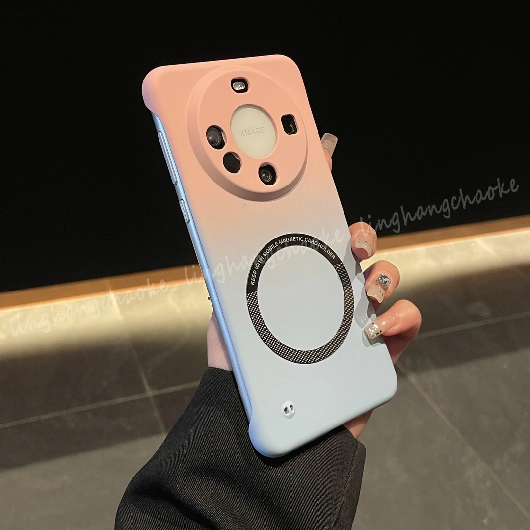 高级感简约适用华为mate60/pro手机壳磁吸无边框超薄磨砂防摔简约