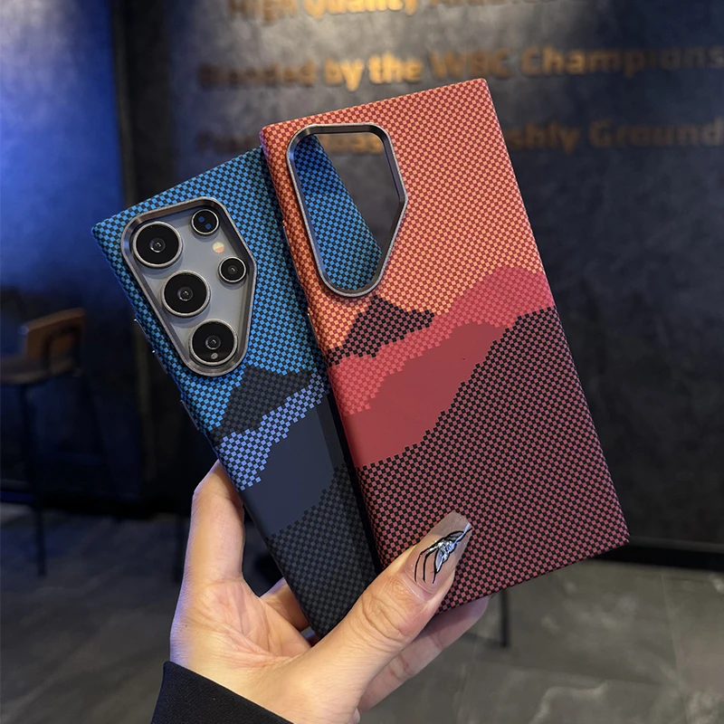 凯夫拉纹理山与星河适用三星s24ultra手机壳s23＋硬壳潮牌磁吸新款