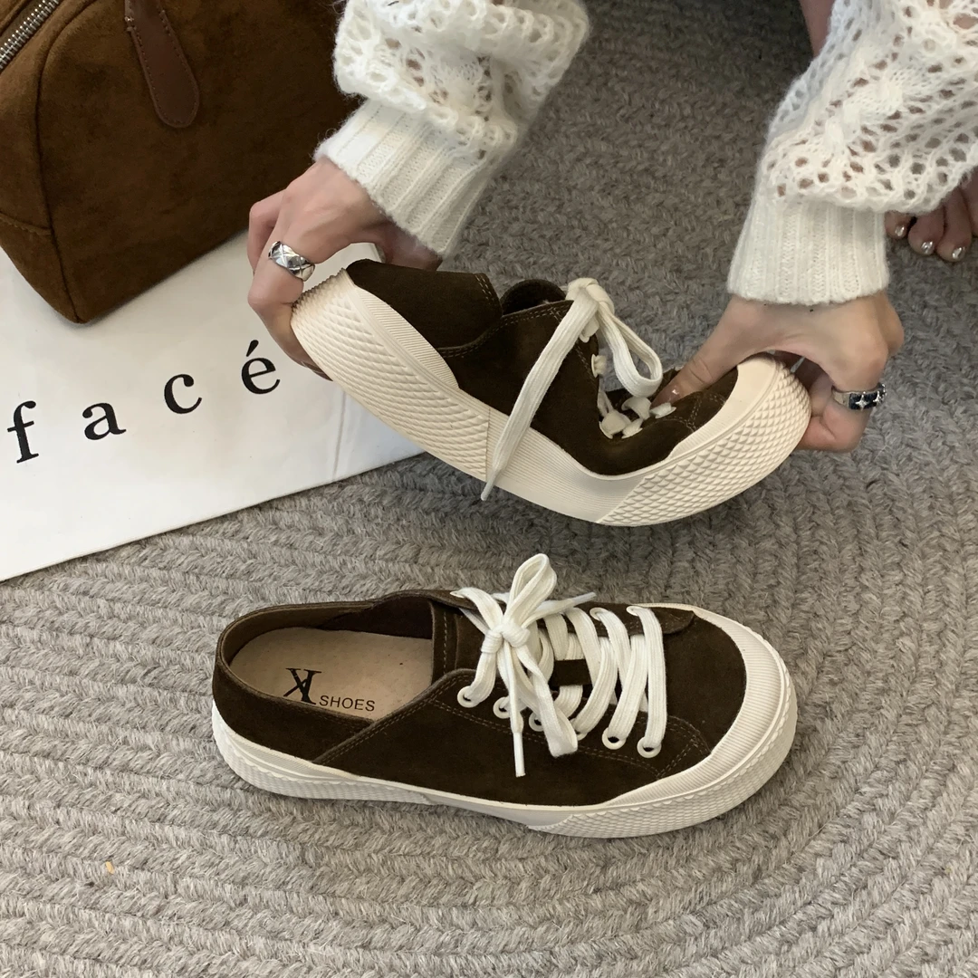 小白鞋韩版新款真皮圆头舒适时尚系带厚底休闲运动鞋百搭小众鞋子