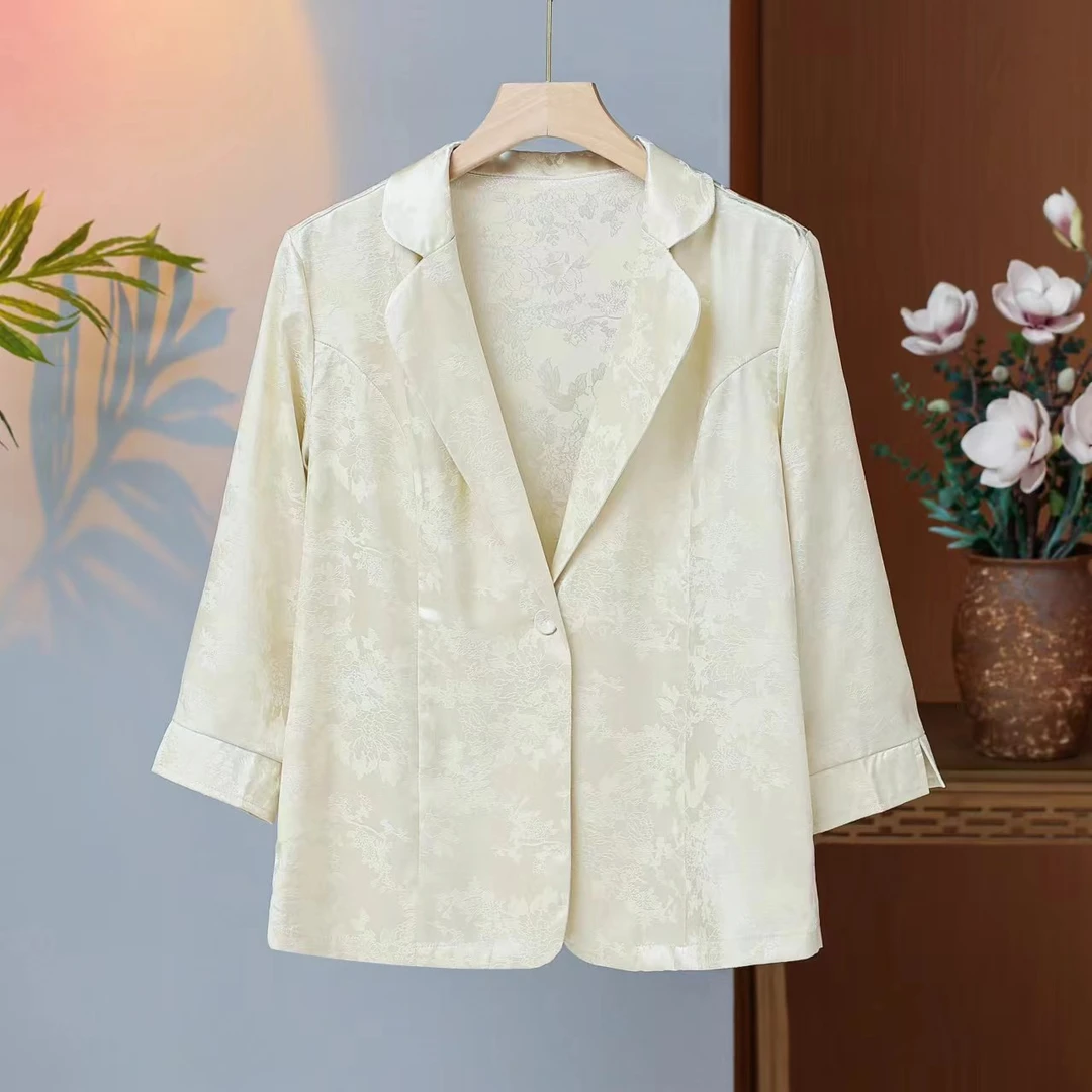 新款时尚休闲花萝提花西装上衣