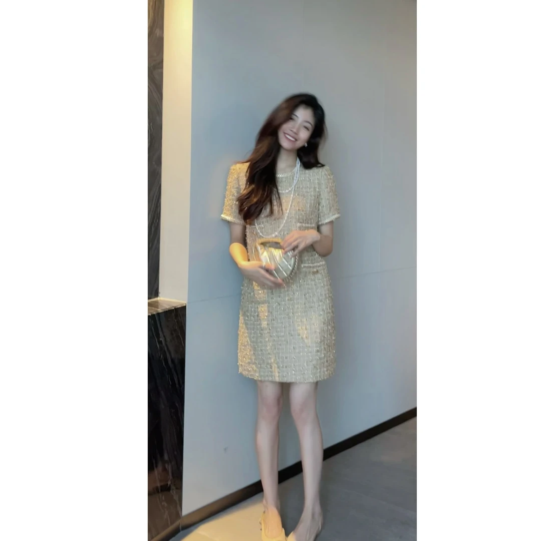 【N·COU】23秋新款【高珠晚宴】高级感时尚连衣裙-DY21225热力感