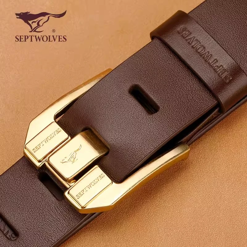 七匹狼皮带男士真皮纯头层牛皮针扣腰带2025新款裤带休闲百搭正品