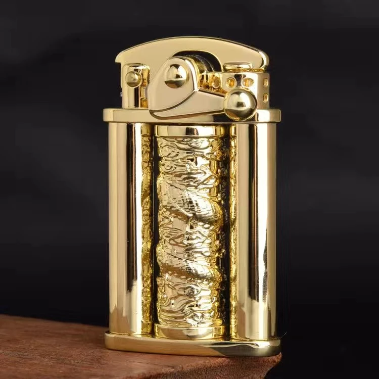 佐罗煤油摇臂打火机个性创意潮 中国龙柱可转 解压玩趣火机手工