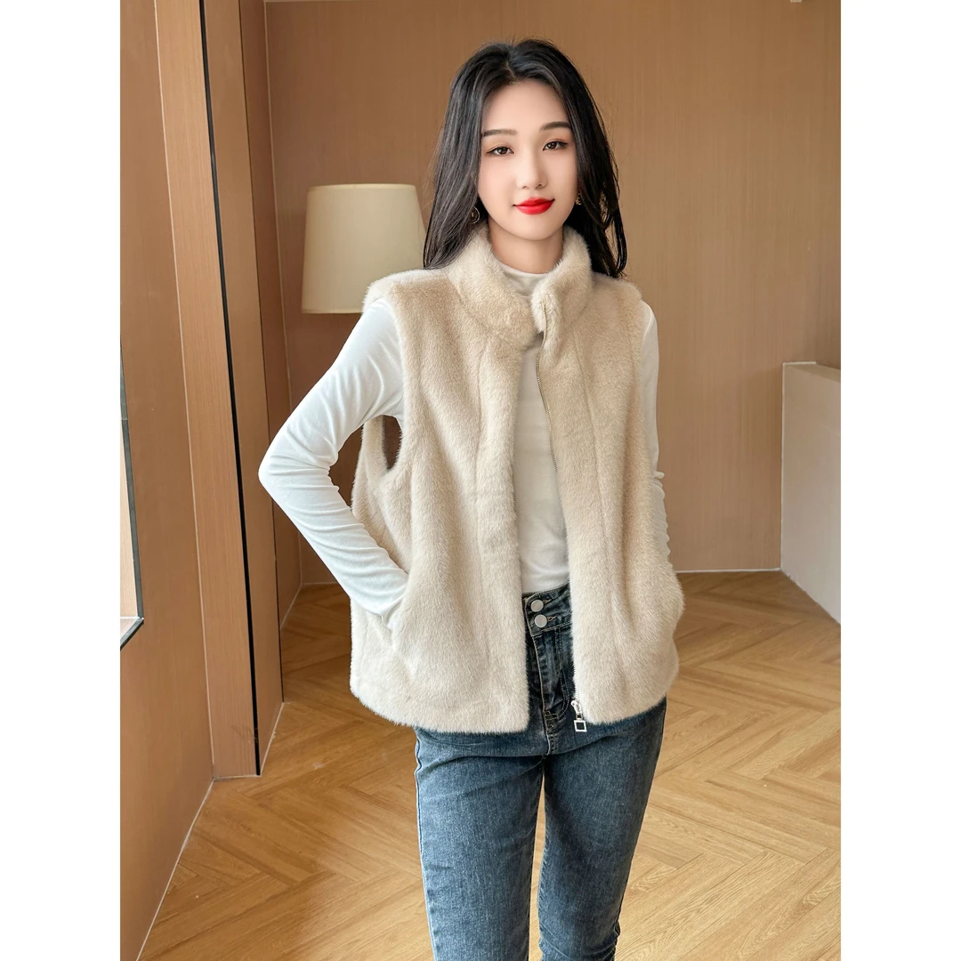 【梅姐专属】秋冬新款女士百搭外穿貂绒时尚短款宽松外套QHCL2402