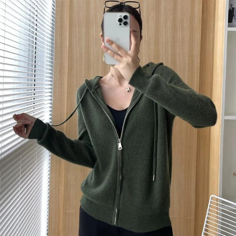 【梅姐专属】羊毛拉链抽绳帽衫QHNH8014