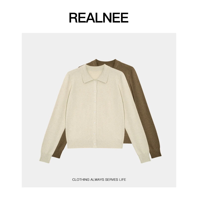 REALNEEI【独立宣言】澳洲眻毛极简针织开衫翻领云柔经典搭配04278