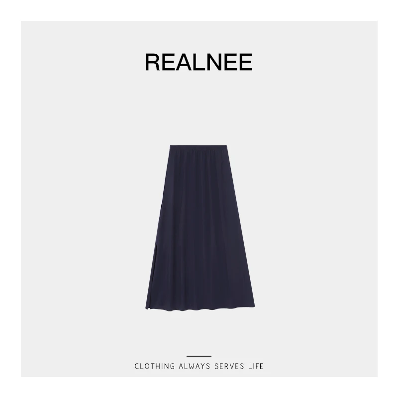 REALNEE【星穹之下】兰精莫代尔开衩半身裙极简垂感舒适主义02211
