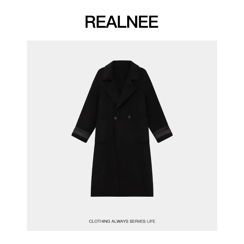 REALNEEI【蔓蔓黑夜】‘绵眻毛+山眻绒’柜柜随性感长袖长款大衣T8363