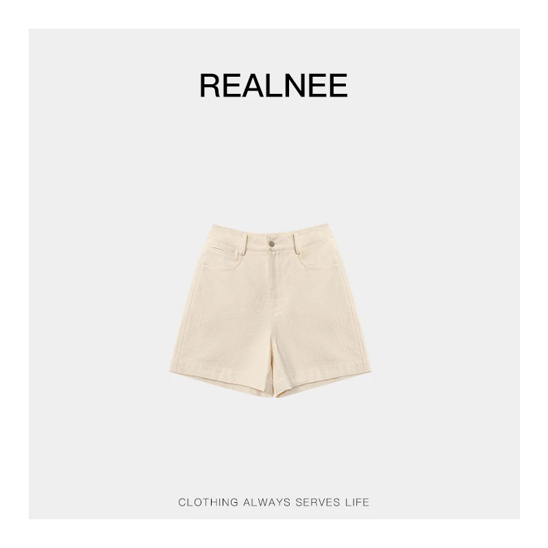 ALNEEII【肌理画刊】长绒棉极简肌理纹短裤显瘦夏日搭配刚需05050