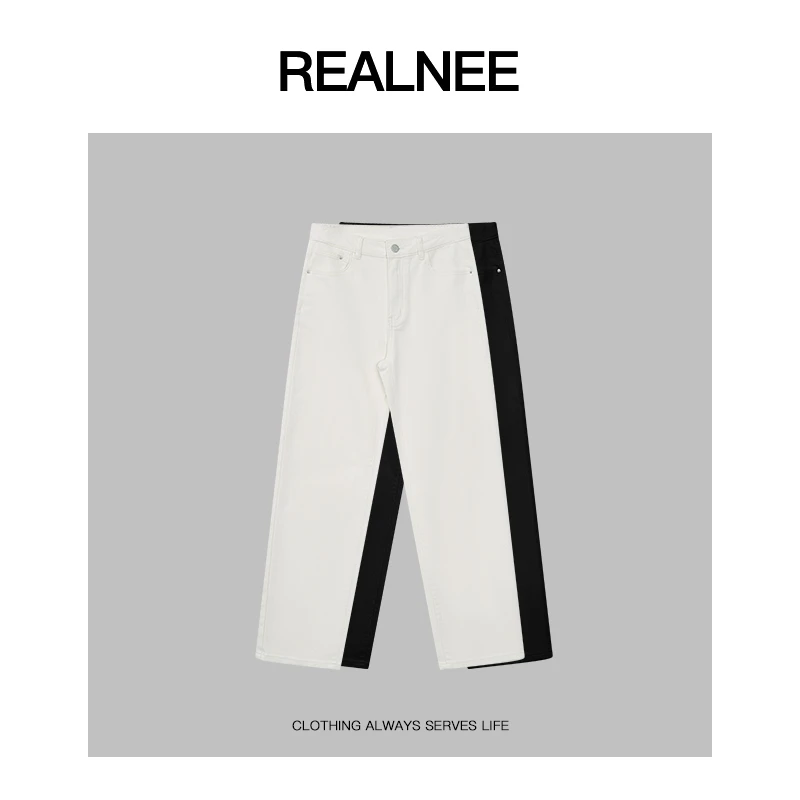 REALNEEI【瘦瘦裤】棉清新松弛感烟管高腰直筒秋冬休闲牛仔裤06188