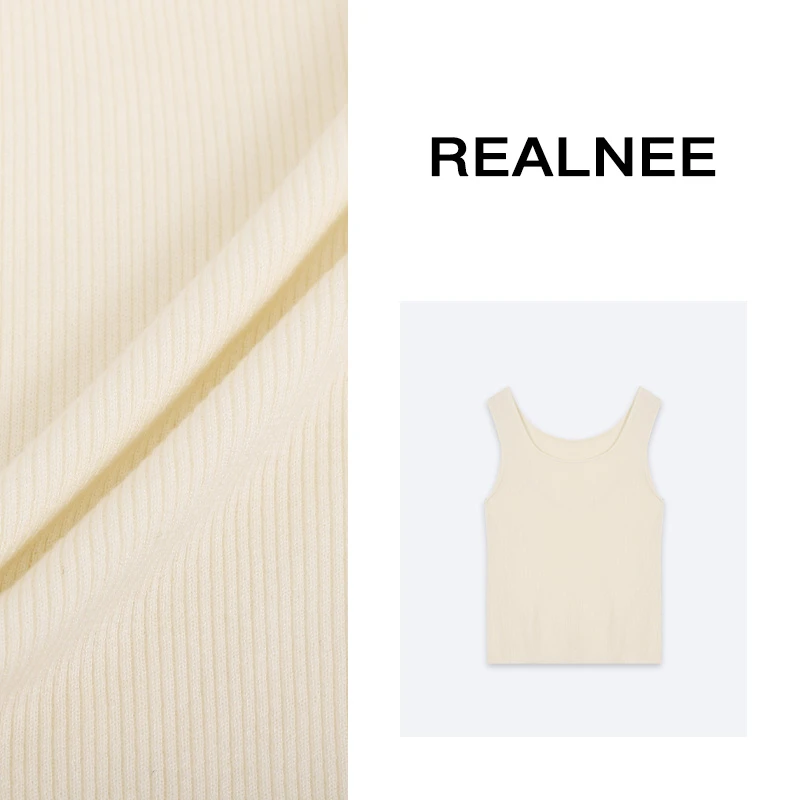 【REALNEE】臻品绵羊毛大圆领背心抗起球极简舒适主义穿搭82505