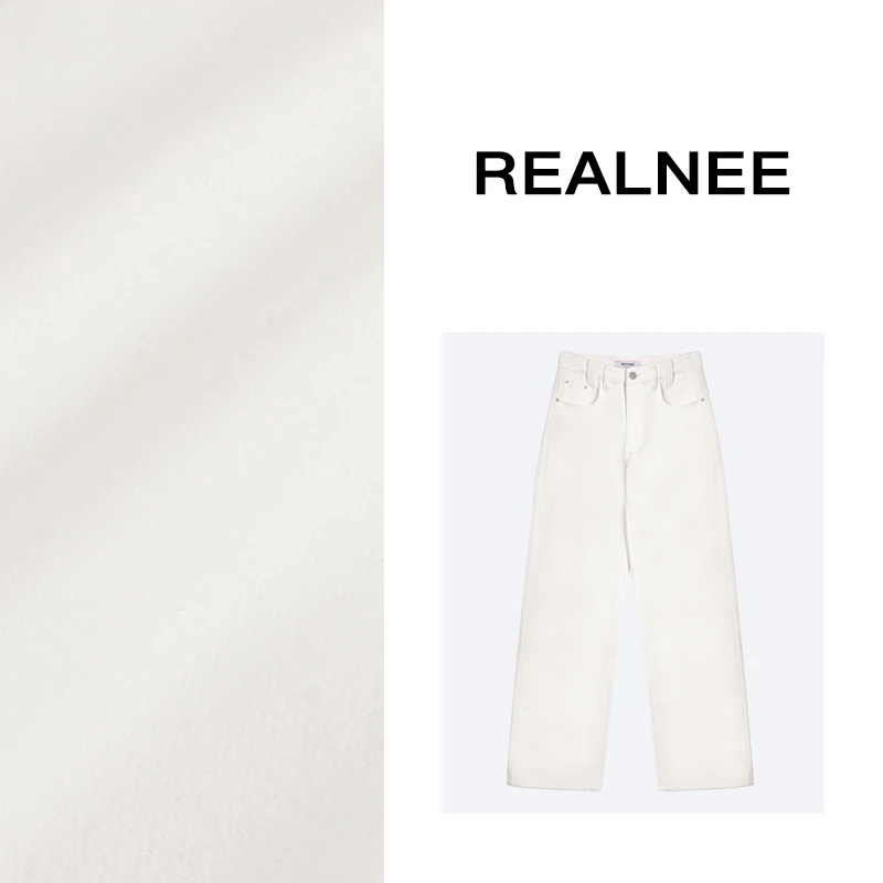 加绒【REALNEE】T*row土耳其白牛仔裤100棉老钱风秋冬松弛百搭03856