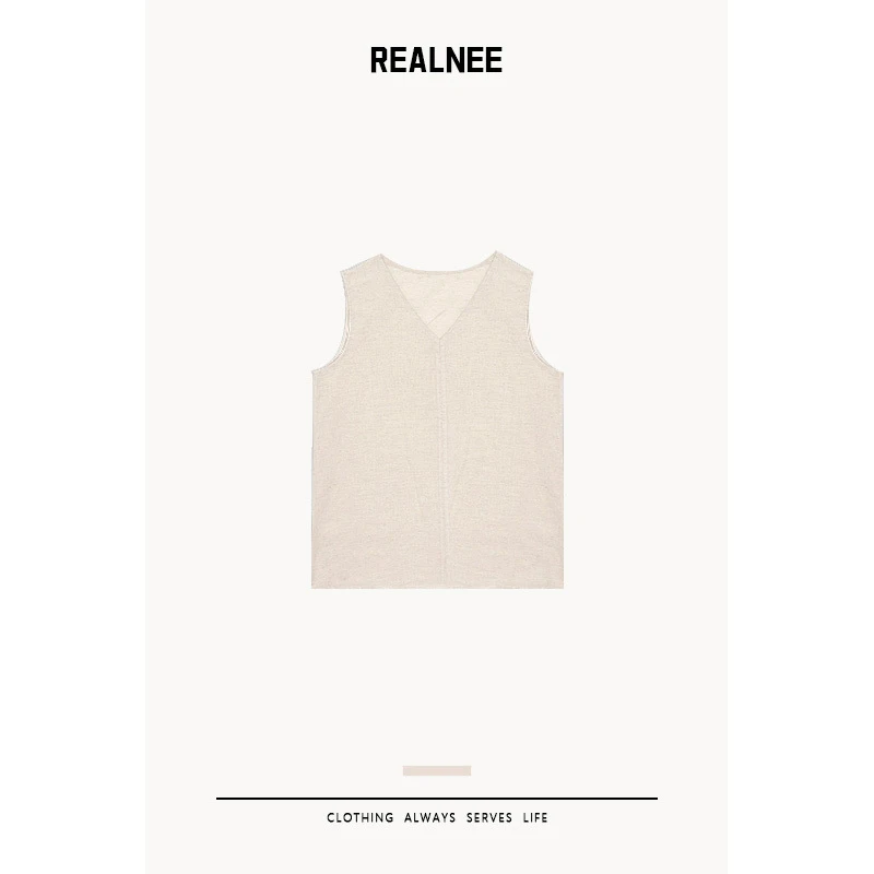 REALNEEI【本真自我】Tot*e 亚麻天丝极简背心松弛感舒适主义03016
