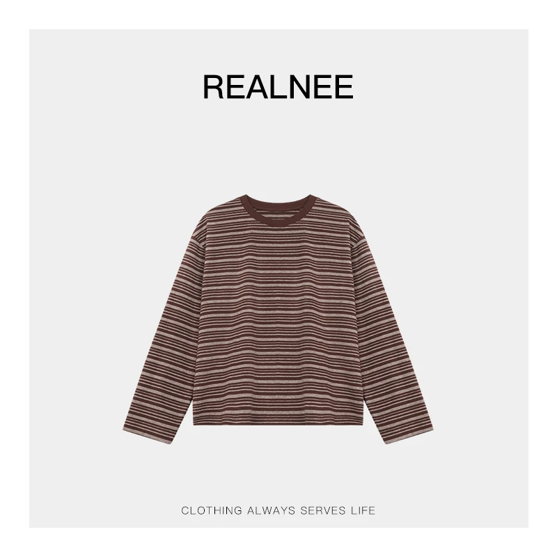 REALNEEI【无花果】长绒棉复古条纹搭配刚需针织衫安可拉长袖03799