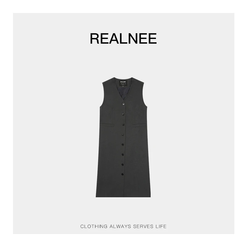 REALNEEI【布莱恩公园】极简‘莱赛尔+羊毛’连衣裙立裁松弛穿搭06186