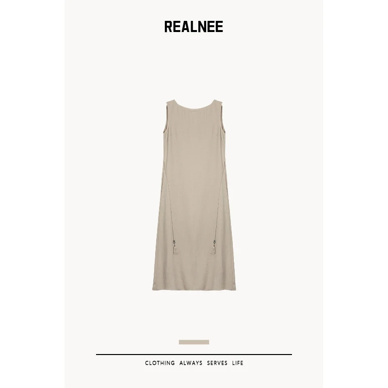 REALNEE【流云如梦】新中式莱赛尔极简连衣裙舒适随性松弛穿搭02149
