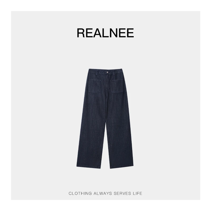 ALNEEII【古巴蓝屏】土耳其长绒棉双口袋牛仔裤复古腔调穿搭02300