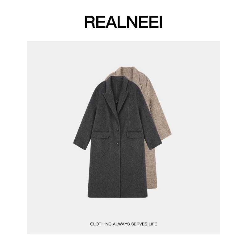 REALNEEI【高知都市】绵眻毛+莱赛尔毛呢秋冬假两件大衣外套03959