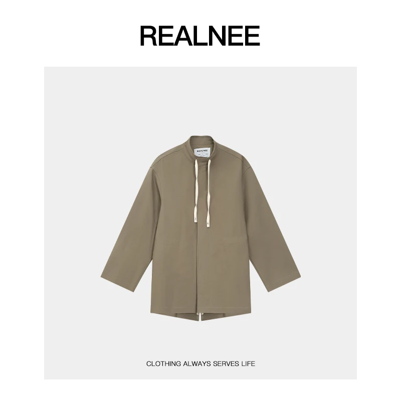 REALNEEI【和风物语】长绒棉短风衣外套美式解构复古腔调08027