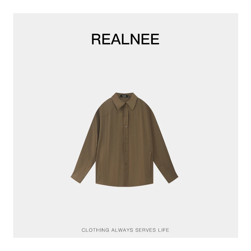 REALNEEI【雅典卫城】极简‘天丝+苎麻’港风衬衫美拉德随性穿搭04234
