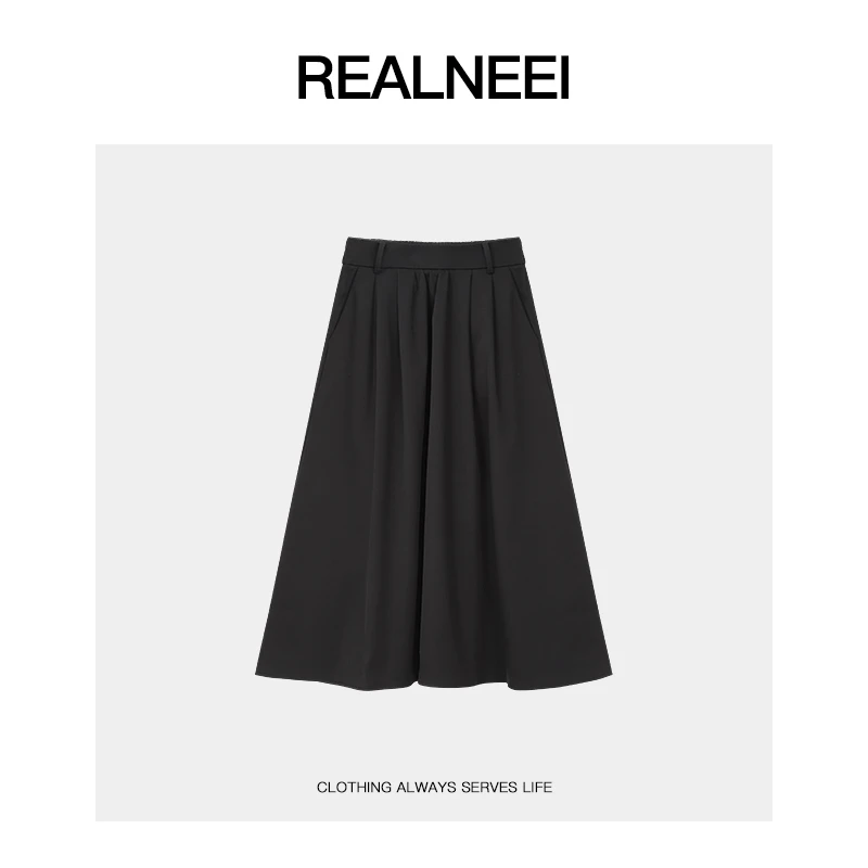 REALNEEI【法式浪漫】赫本风小众摩登高腰显瘦小个子A字半身裙01017